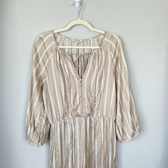 MADEWELL Striped Cypress Jumpsuit Faded Antler Neutral Cream Size Medium - Picture 4 of 9